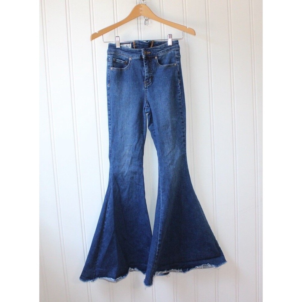 Free People We The Free Super Flare Jeans Womens 26 Lace Up Back Bell Bottom